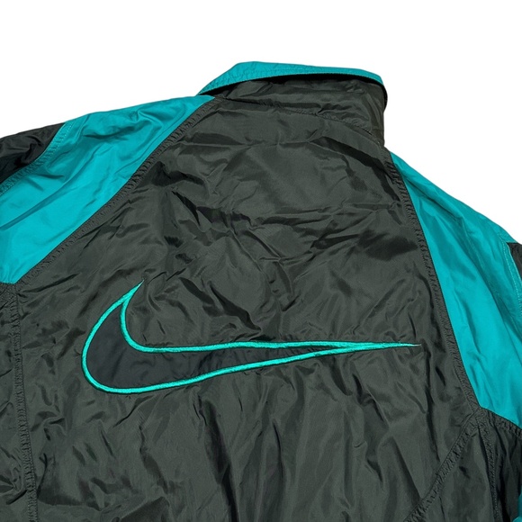 Vintage 90s Nike Jacket Black Teal Green Windbreaker Jacket Mens Small - Picture 5 of 10